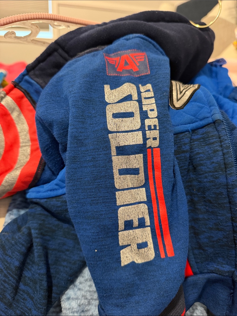 Marvel Captain America Blue Hoodie with Red & White Shield Patch - Picture 4 of 4